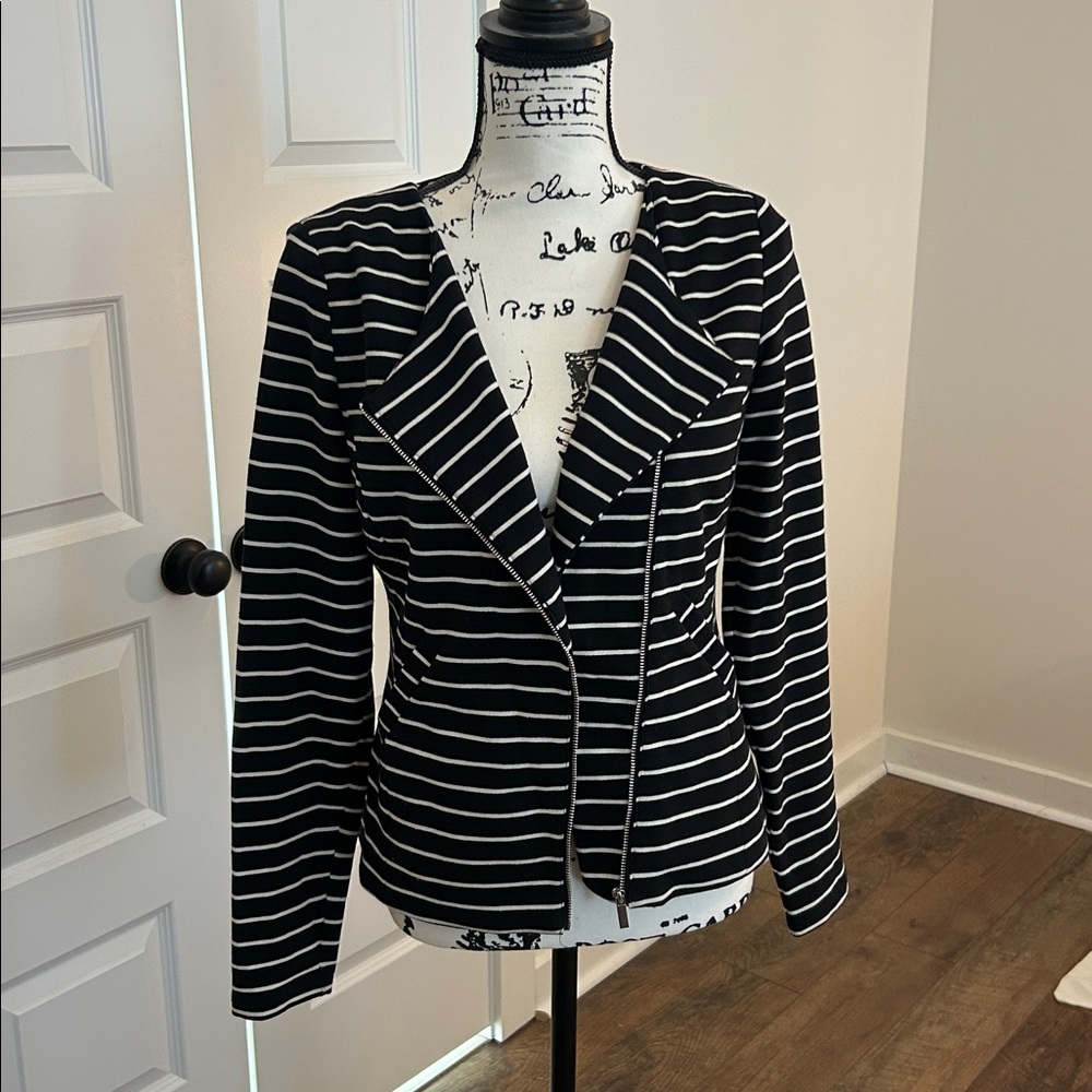 Mossimo Black and White Striped Blazer, XS